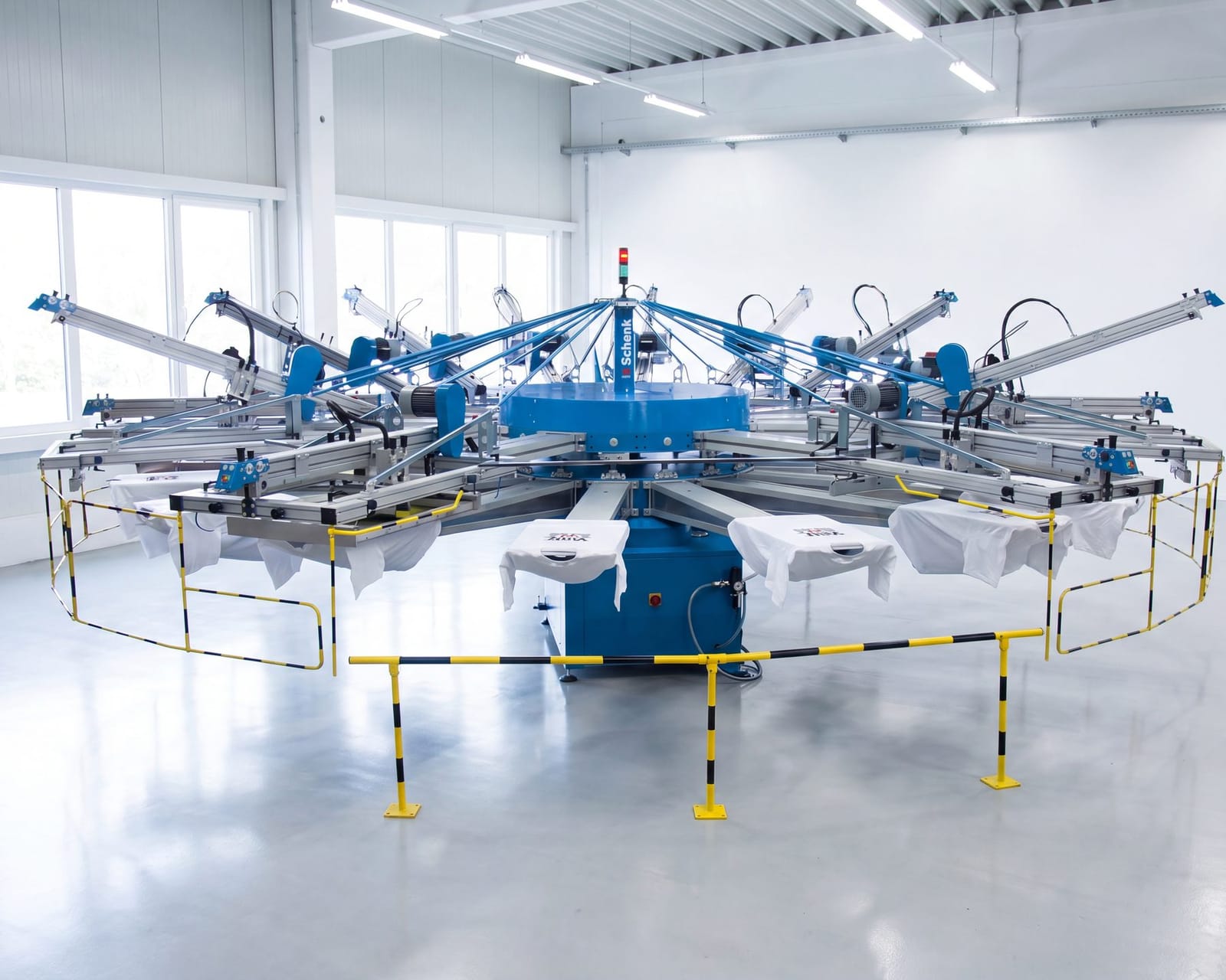 Schenk 2002 EX – industrielle Mehrstationen-Siebdruckmaschine mit bis zu 18 Farben